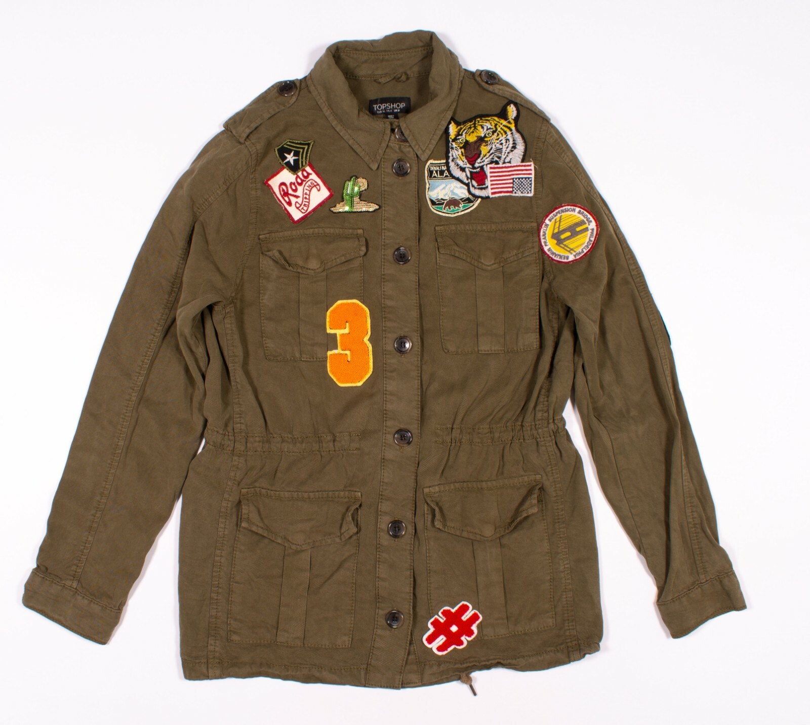 Topshop Army Green Embroidered Badge 