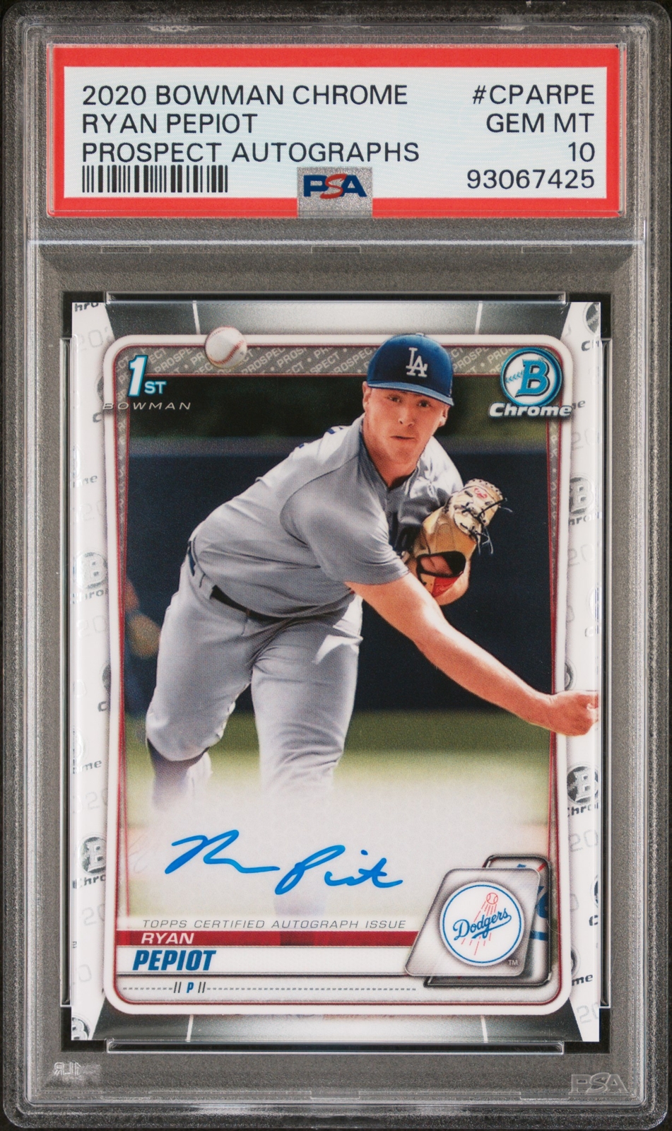 Ryan Pepiot 2020 Bowman Chrome 1st Autograph Auto Card #CPA-RPE PSA 10