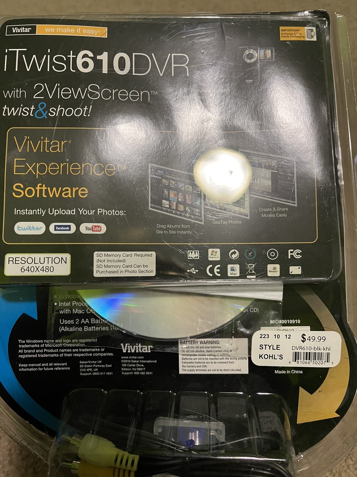 Vivitar iTwist DVR-610 Camcorder -  Black