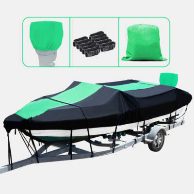 Boat Cover V-Hull Fishing Waterproof UV Resistant Tri-Hull Runabout Trailerable