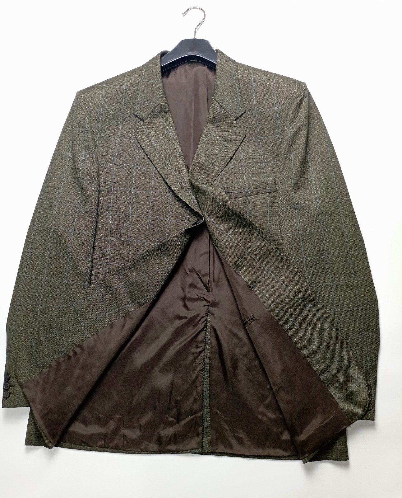 FILA GIEVES HAWKES TWEED GIACCA BLAZER UK 46 48 LANA CHECK VERDE SAVILE ROW LONDRA