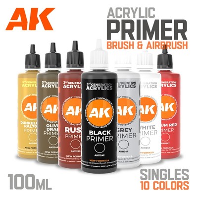 AK Interactive: 3GEN - PRIMER Series - 100ml - Acrylic Model Paint - Full Range