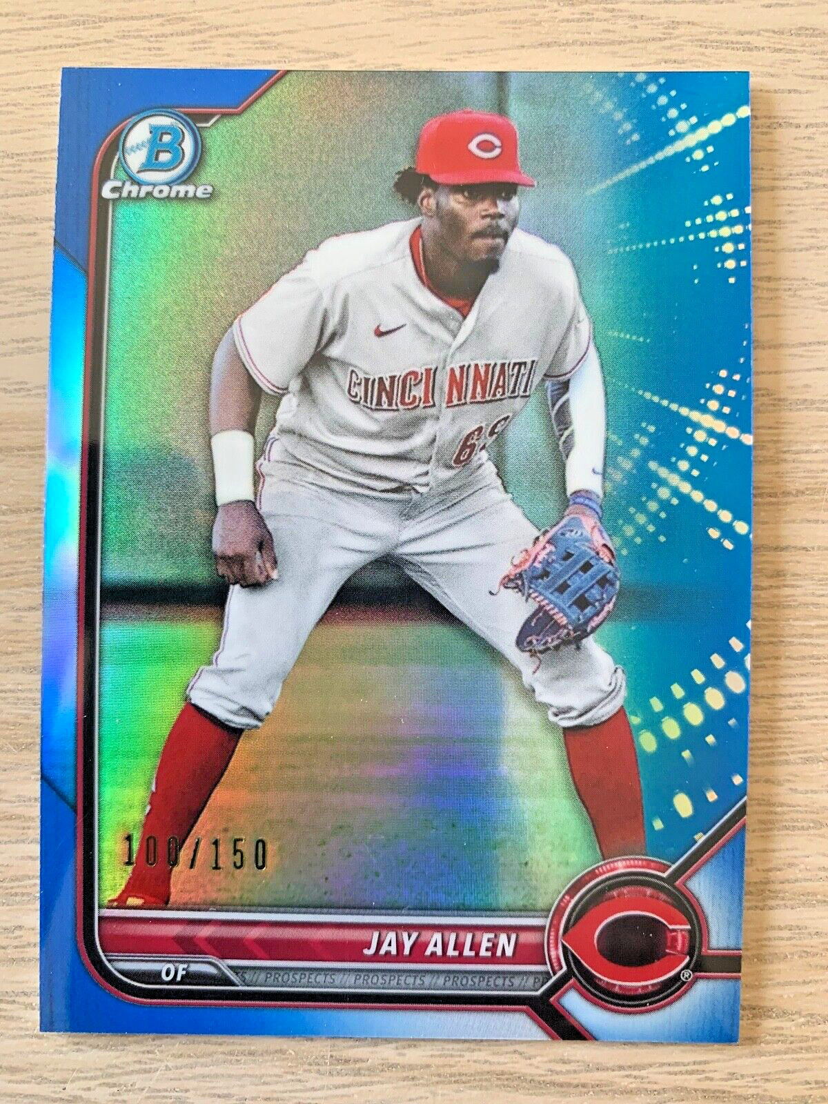 2021 Bowman Chrome blue JAY ALLEN #ed 100/150! Cincinnati Reds