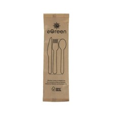 eGreen 4-1 Wooden Cutlery & Napkin Set - Box of 250 Sets