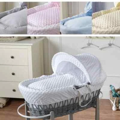 Baby Moses Basket Wicker | Bedding And Mattress Included (NO ROCKING STAND)