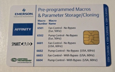 Emerson Affinity Smartcard Control T.  Macros/Parameter Storage 2214-3246-018