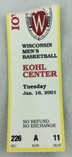 2001 01/16 Iowa at Wisconsin Basketball Ticket Stub-Reggie Evans,Dean Oliver