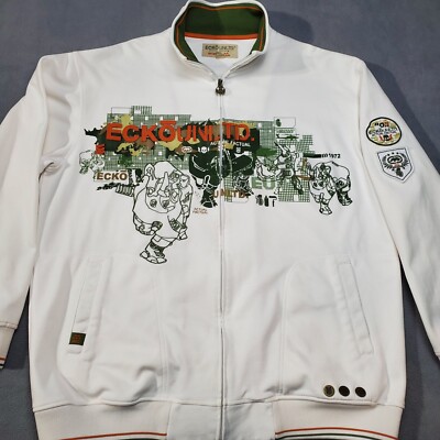 ジャケット・アウター Rare 90s Ecko Unltd Korea Track Suit Set Ecko Track Jacket Mens 2XL XXL White Y2K 90s All Embroidered