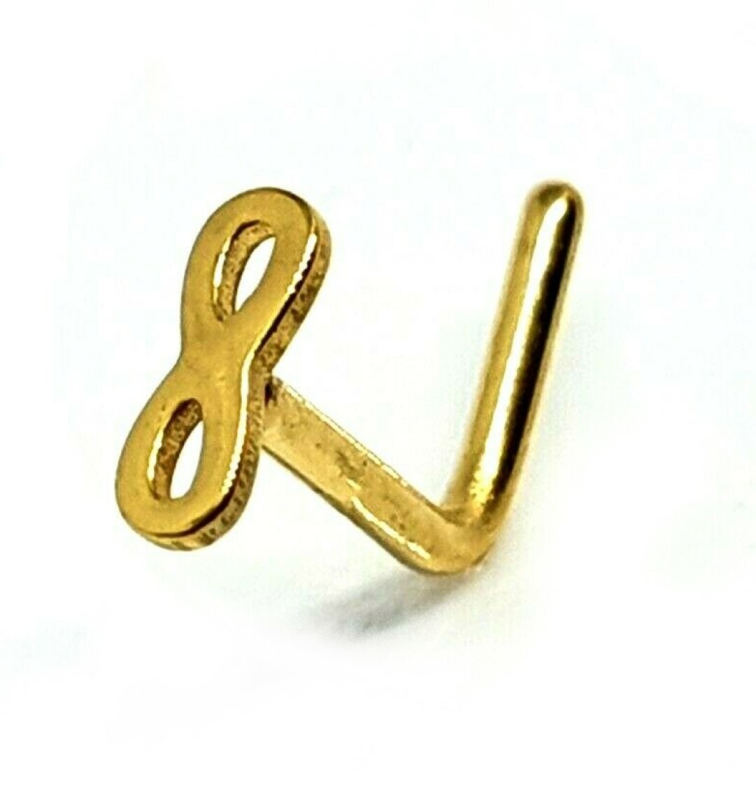 Infinity Nose Stud 20g (0.8mm) Gold Tone L Bent Nose Piercing g23 Titanium