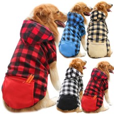 Pet Dog Clothes Plaid Hoodie Warm Winter Coat Sweater Puppy Cat Jacket XS-5XL