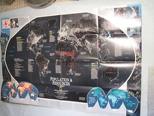 POPULATION & RESOURCES MAP National Geographic October 1998 MILLENIUM MAPS