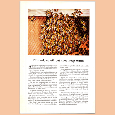 #ad PRINT AD 1943 Travelers Insurance Honey Bees No Coal No Oil 6.75x10 C $14.00