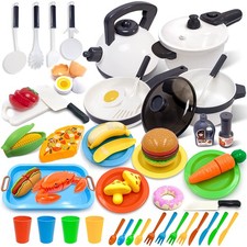 Kids Kitchen Toy Cookware with Play Food Toy Set,Kitchen Play Accessories wit...