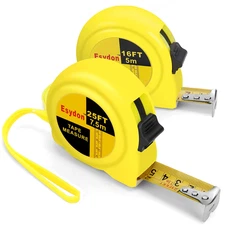 2 Pack Tape Measure 25FT/16FT Self Locking Easy Read Metric/Imperial Scale