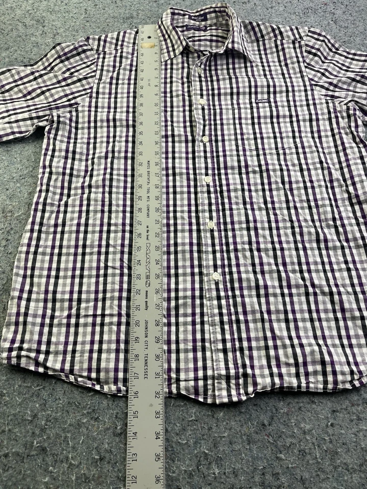 Ecko Unltd Plaid Button Up Shirt XL Purple Black White Short Sleeve - Image 4 of 4
