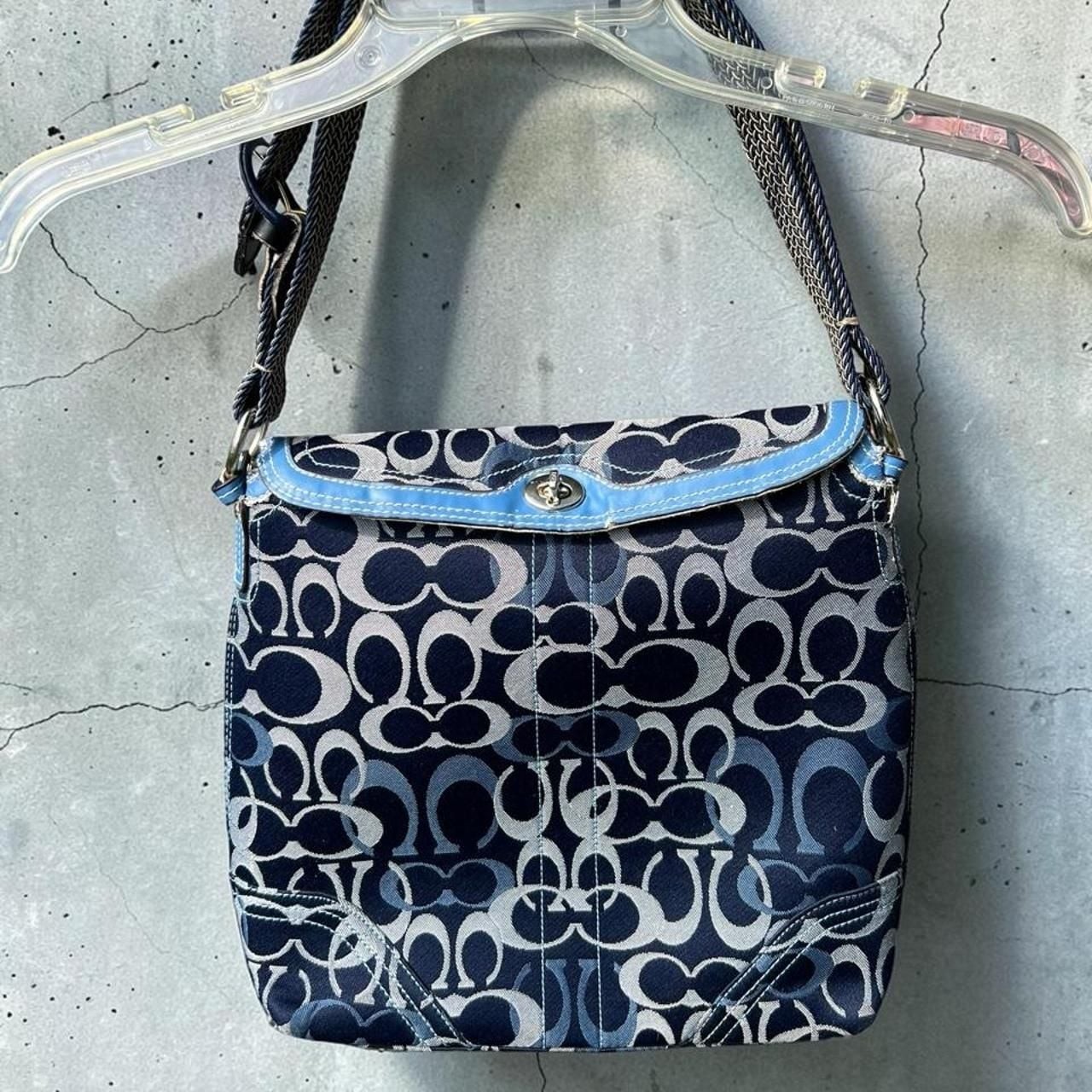 バッグ COACH 7035 Chelsea Optic Signature Hobo Coach Chelsea Optic Signature Hobo Bag 10991 Blue Y2K… - Gem