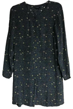 Gap Women's Small 1/2 Button Floral Print Tunic Blouse Pullover Center Pleat