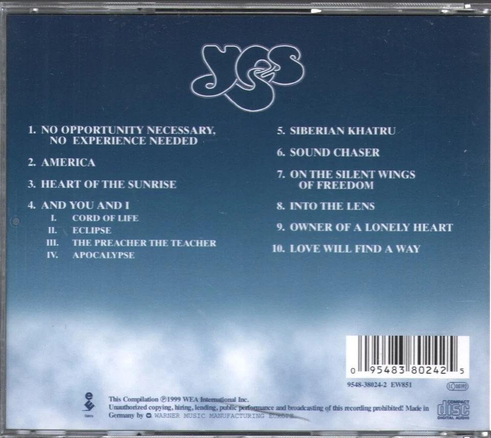 Yes Best Of Yes 1970 - 1987 CD Europe Elektra 9548380242 - Bild 2 von 2