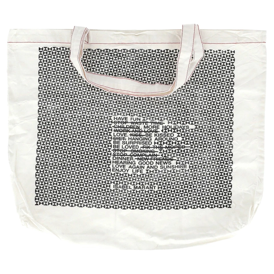 Isabel Marant Graphic Tote Bag in White Canvas