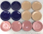 Lot of 12 Fiestaware 7.25" Salad Plates 4 Blue, 4 Pink, 4 Apricot Pre-owned