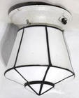 Vintage art deco black and white milk glass light fixture