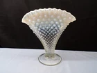 Fenton French Opalescent Glass Hobnail Large Fan Vase 8" Tall