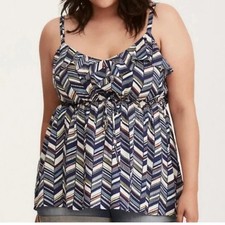 Torrid Chevron Challis Ruffle Babydoll Top Size 4