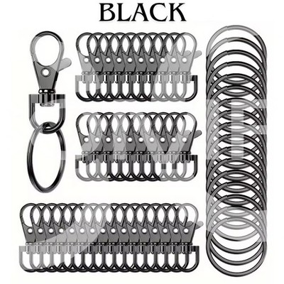 20 Stck. drehbarer Karabinerverschluss Clips Haken 32 mm Legierung Schlüsselring geteilt Schlüsselanhänger UK