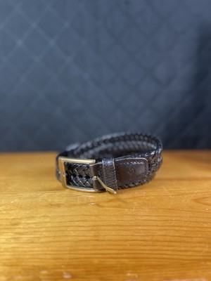Docker's Black Basket Weave Belt material Brushed Nickel Buckle size 38/95
