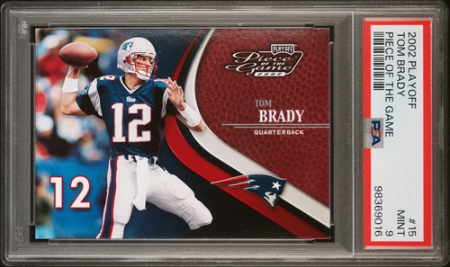 🔥 2002 PLAYOFF TOM BRADY #15 PIECE OF THE GAME MINT PSA 9 *POP 9*! 🔥