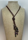 925 Sterling Ruby Zoisite Beads Tassel Knot Multi Brown Cords Necklace 23.6g — photo 1