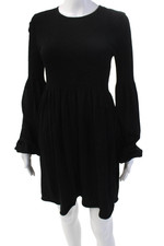 Zara Womens Long Sleeves Knee Length Sweater A Line Dress Black Size Medium