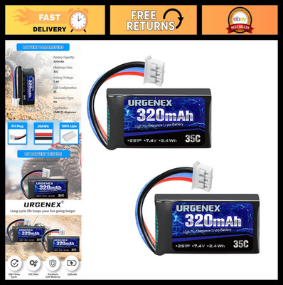 7.4V 2S Lipo Battery 35C 320mAh Rechargeable with PH2.0 Plug for UMX Airplanes