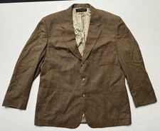 VTG 70s Brooks Brothers Brown Speckled Herringbone Tweed Blazer Coat Size 44R