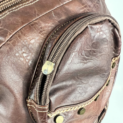 Vintage Diesel Backpack Brown Leather Y2K 90s Rare Bag Distressed