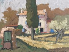 Belle Painting Impressionist Provence Oil Cardboard 1950 Georges Regnault Var