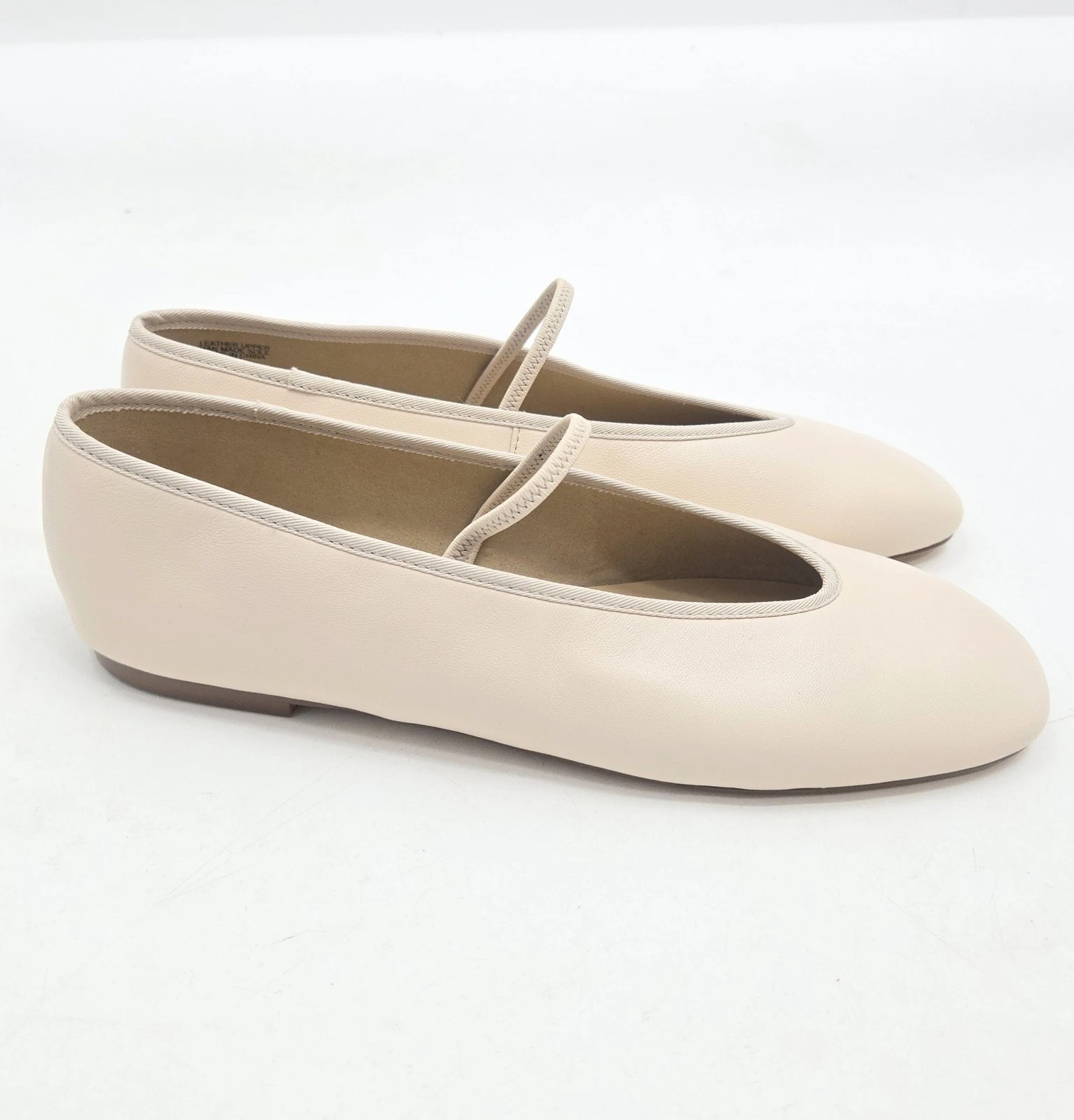 Ann Taylor Leather Ballet Flats Women's Size 10 Cream Slip On