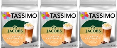 3x TASSIMO JACOBS LATTE MACCHIATO VANILLA - 8 CUPS - 16 PODS -  ARABICA ROBUSTA