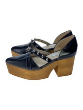 AMERI BALL WOOD PLATFORM Ballwood Platform Sandals S Black Leather