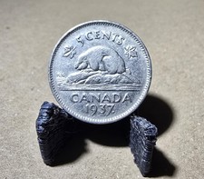 1937 Canada 5 Cents Nickel – King George VI – Beaver Reverse – VF – Pre-War