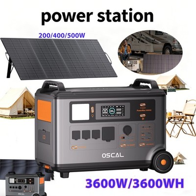 OSCAL 3600W Portable Power Station 3600Wh LiFePO4 Battery Home Solar Generator