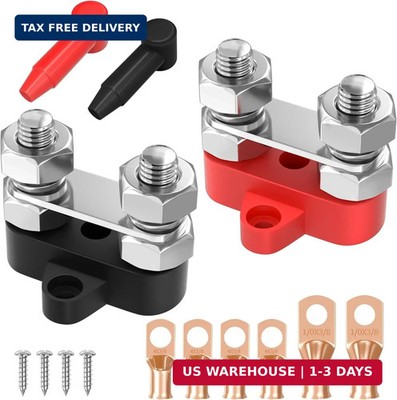 Joinfworld Bus Bar 12V 250A Power Distribution Block Dual 3/8'' Studs Marine Batt