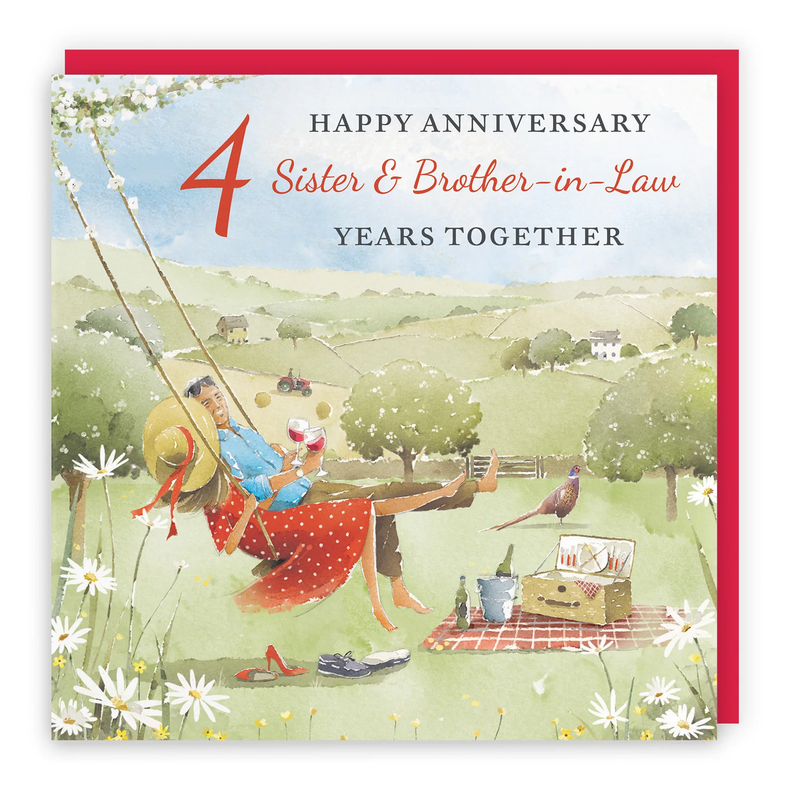 4th Sister And Brother-in-Law Anniversary Card Meadow Picnic Milo's Gallery