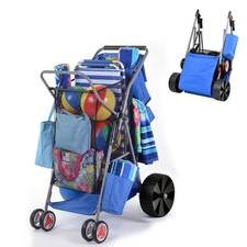 Anodized Aluminum Beach Cart Folding Wagon 7.9" PP Tires Sand Wheels Dolly
