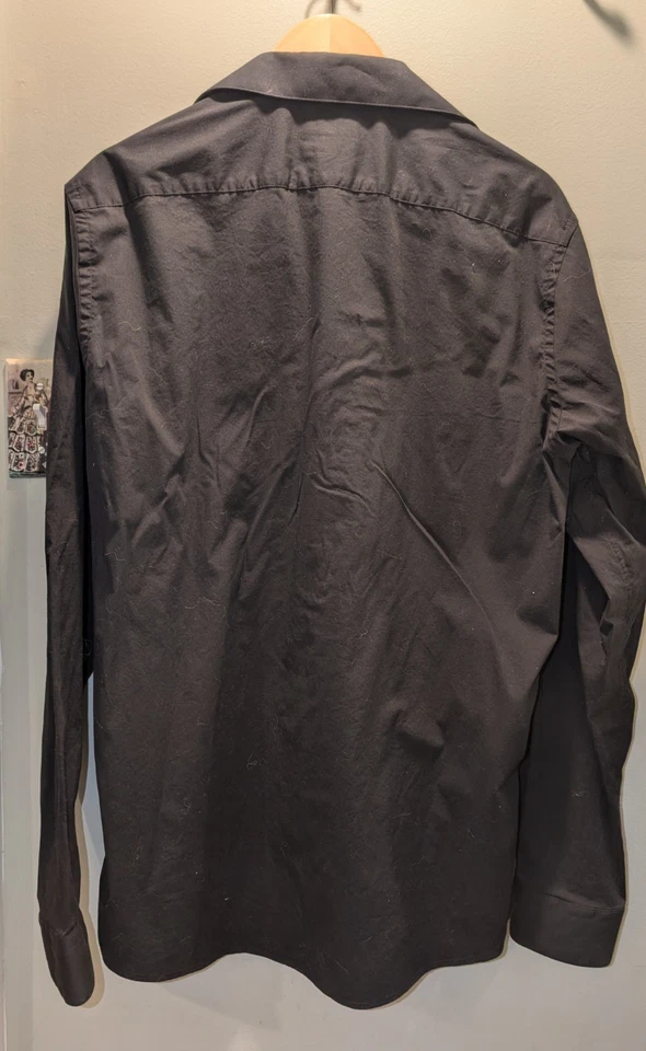 Apt. 9 Premier Flex Mens Dress Shirt Black Slim Fit Collared L 16-16.5 36/37 - Image 4 of 4