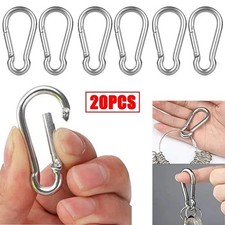 20 PCS Stainless Steel Carabiners Spring Snap Hooks Heavy Duty Keychain Clip NEW