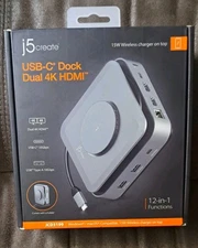 J5create JCD3199 USB-C Dual 4K HDMI Docking Station Brand New