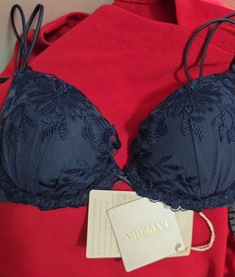 La Perla Navy Lace Padded Bra NWT $495 Retail Luxury Designer Lingerie 34b