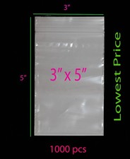 3"x5"-1000pcs-2Mil CLEAR PLASTIC BAGS JEWLERY ZIPPER TOP LOCK RECLOSABLE BAG