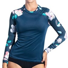KANU SURF WOMENS KERI LONG-SLEEVE UPF 50 RASHGUARD SIZE: WOMEN L DARREN NAVY